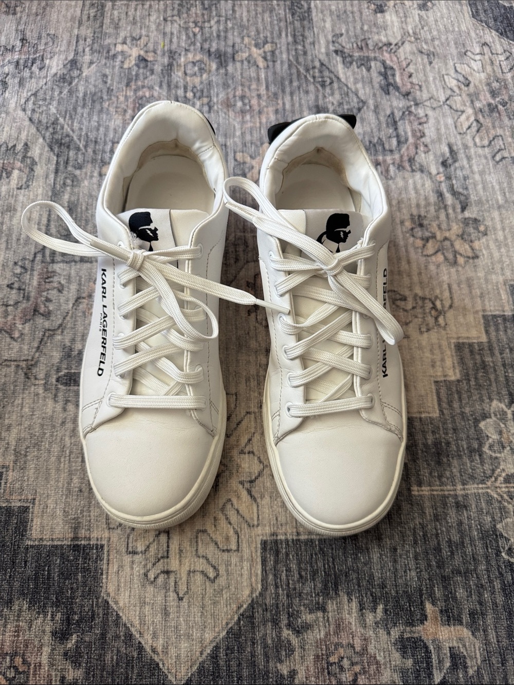 Karl Lagerfeld White Sneakers with Black Logo Tab